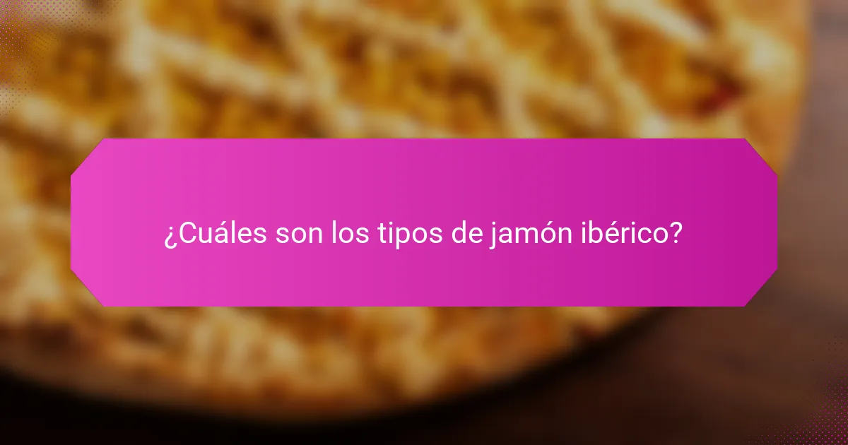 ¿Cuáles son los tipos de jamón ibérico?