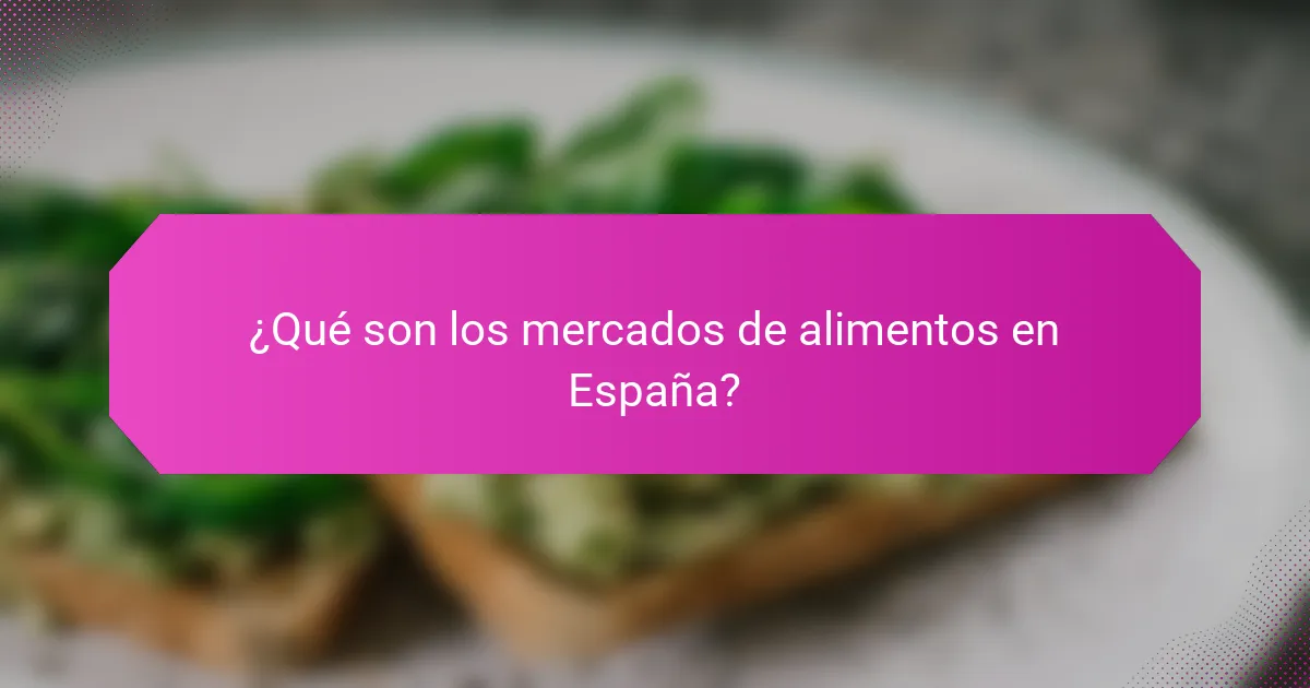 ¿Qué son los mercados de alimentos en España?